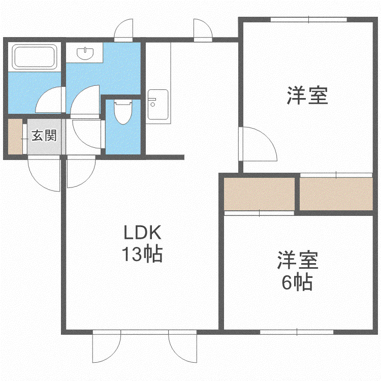 エルハイム新琴似D(2LDK/1階)の間取り写真