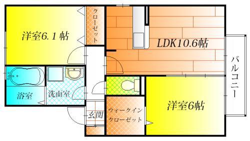 ヴィスタリアハイム(2LDK/2階)の間取り写真
