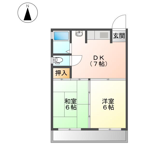 コーポPIAA(2DK/3階)の間取り写真