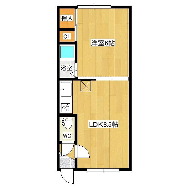 めぐみハイツ(1DK/1階)の間取り写真