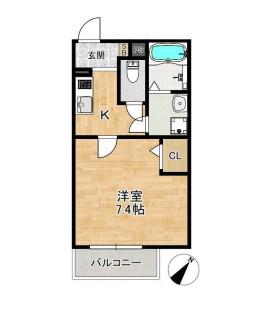 ルミエール東姫路(1K/3階)の間取り写真