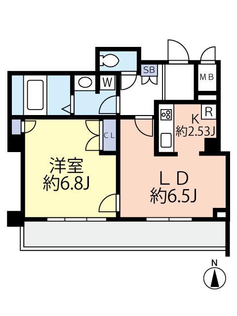 グランヴァン中野新橋(1LDK/5階)の間取り写真