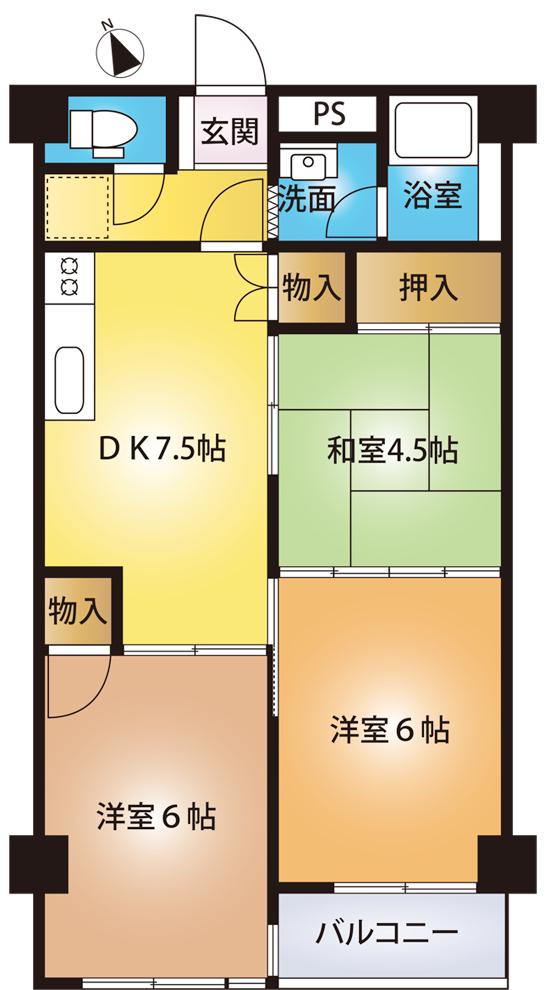 宝永小山ビル(3DK/3階)の間取り写真