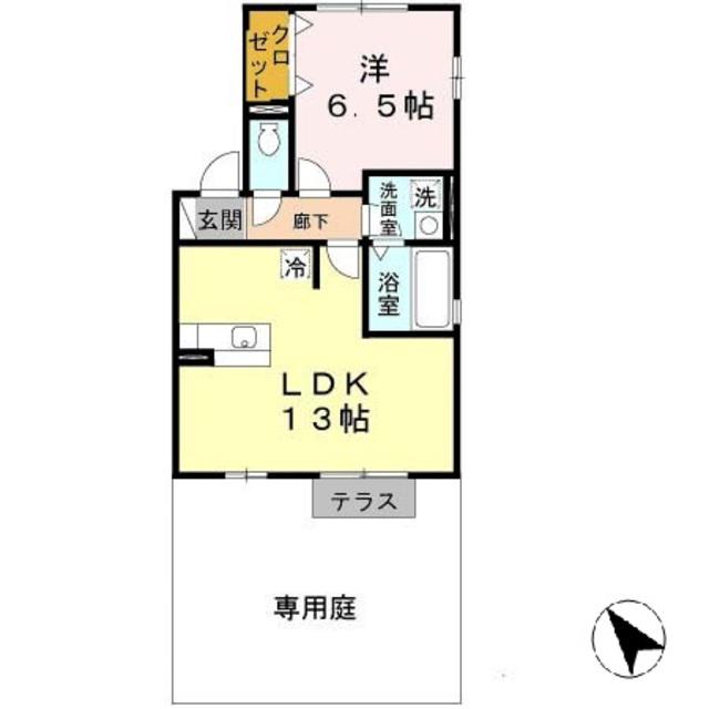 サンフィールド II棟(1LDK/1階)の間取り写真