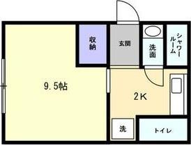セザール第2札幌(1K/1階)の間取り写真