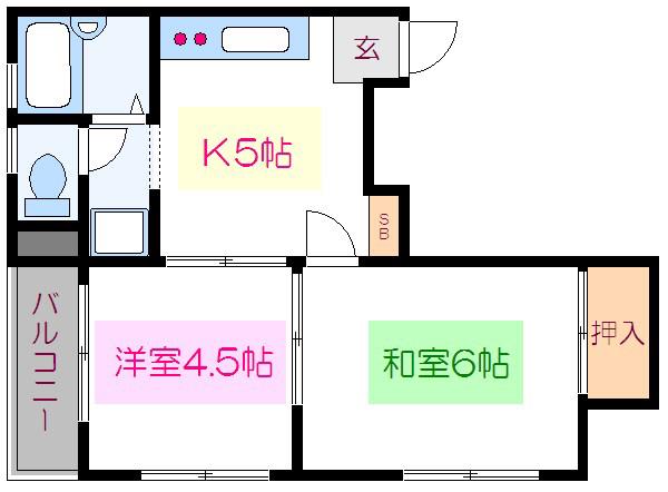 コーポ石井(2K/3階)の間取り写真