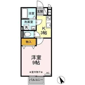 ロワールII(1K/2階)の間取り写真