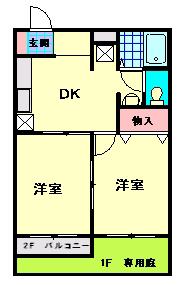 グリーンフローラス御堀(2DK/1階)の間取り写真