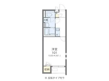 クレイノウイングス瓜破(1K/2階)の間取り写真