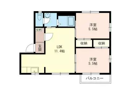 ヴィラ・テンボス二番館(2LDK/1階)の間取り写真