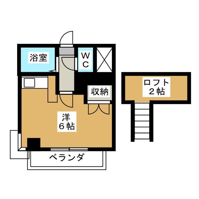 野田カサベラ弐番館(ワンルーム/2階)の間取り写真