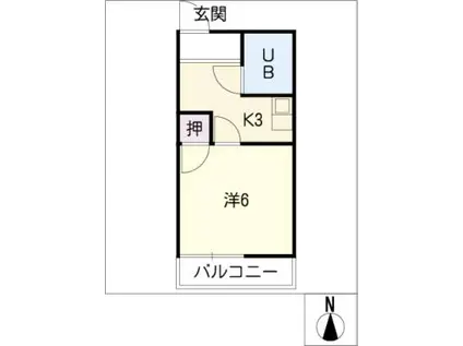 ハイツFUKUOKA I(1K/2階)の間取り写真