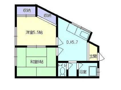 明和荘(2DK/2階)の間取り写真