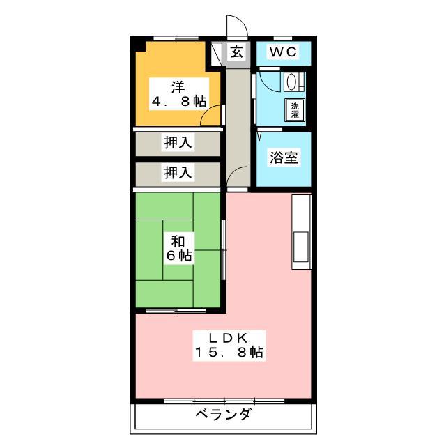 グランディール(2LDK/7階)の間取り写真