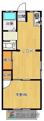 ルシドールコーポ(1LDK/2階)の間取り写真