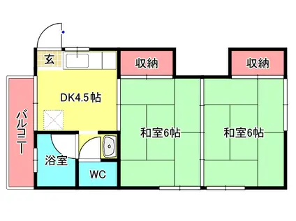 エクセル乙金(2DK/2階)の間取り写真