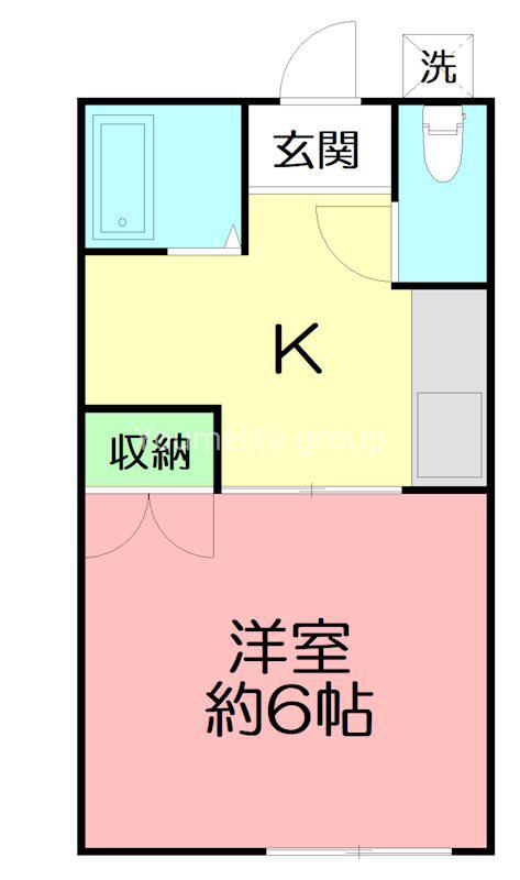 大根スカイリッチマンション(1K/2階)の間取り写真