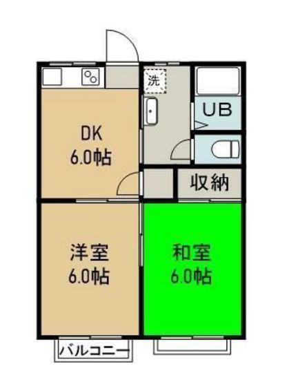 シャトルタカノ(2DK/2階)の間取り写真