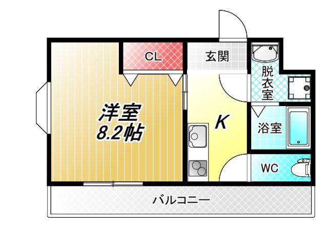 ルミエール八尾駅前(1K/3階)の間取り写真