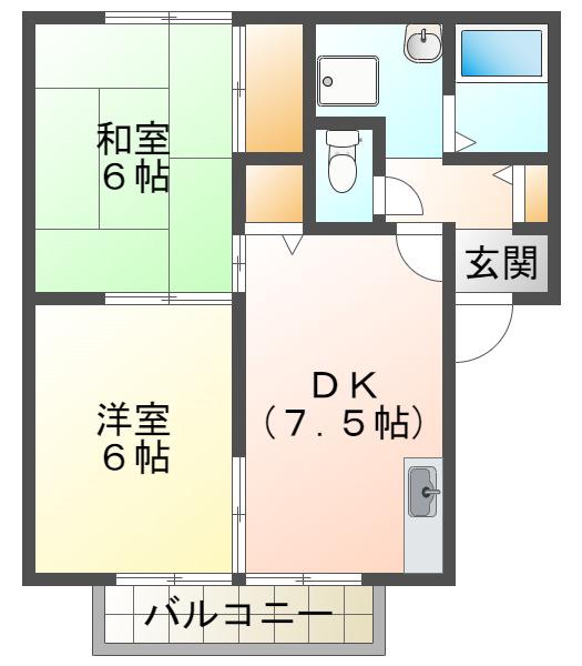 キャッスルハイツ(2DK/2階)の間取り写真