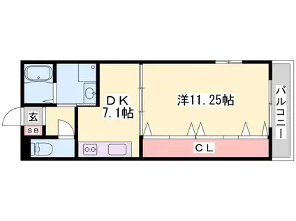 リッチ・キャッスルII(1DK/1階)の間取り写真