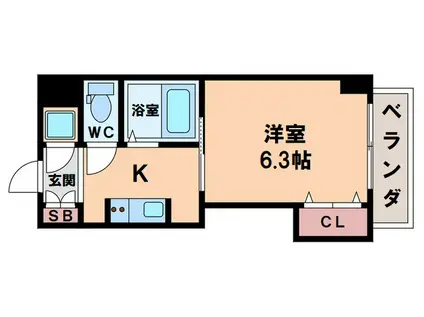 マンション丸旺(1K/6階)の間取り写真