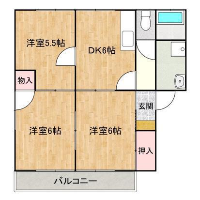 田中コーポB(3DK/2階)の間取り写真