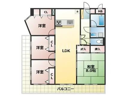 ロマネスク武蔵ヶ丘(4LDK/5階)の間取り写真