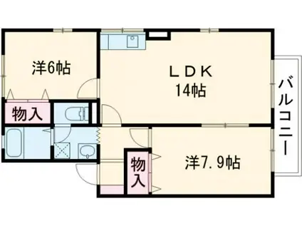 サイドピローI(2LDK/2階)の間取り写真