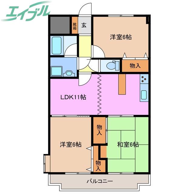 コンフォトゥールII(3LDK/1階)の間取り写真