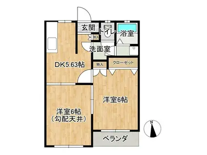 ルナハイツ PART1(2DK/2階)の間取り写真