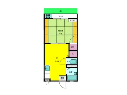 コーポ石垣西(1DK/1階)の間取り写真