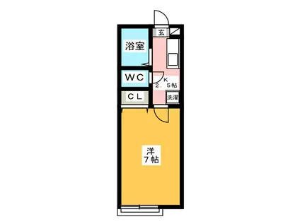 ジンガーデン(1K/1階)の間取り写真