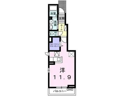 エルヴィエント(ワンルーム/1階)の間取り写真