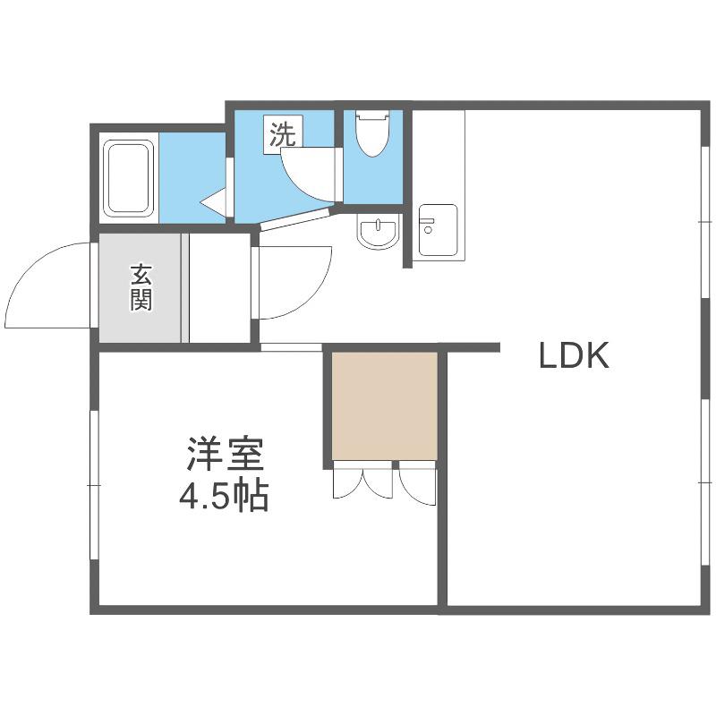 レジデンスふれあい(1LDK/4階)の間取り写真