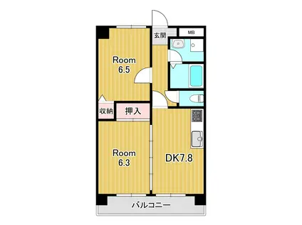 WING南草津(2DK/3階)の間取り写真