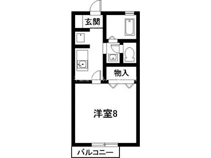 メゾンモンテソレイユ B棟(1K/1階)の間取り写真