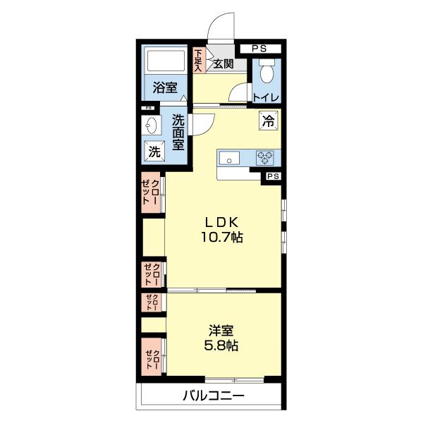 リブリ・ESPACIO(1LDK/1階)の間取り写真