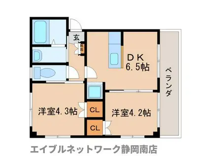 ビビ・コート(2DK/3階)の間取り写真