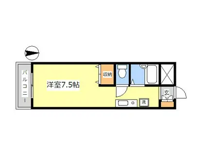 カンマルージュ(ワンルーム/1階)の間取り写真