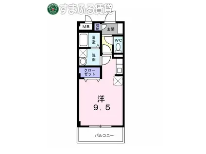 アビタシオン(ワンルーム/3階)の間取り写真