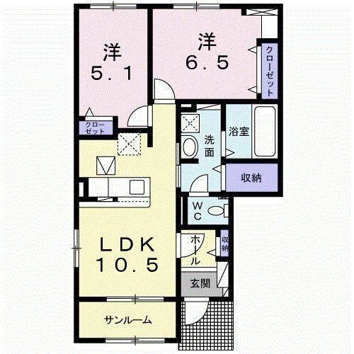 エスポワール(2LDK/1階)の間取り写真