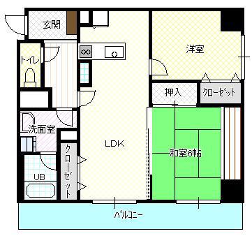トーカンマンション肴町(2LDK/8階)の間取り写真
