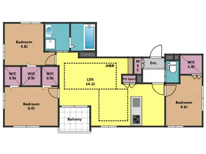レトワ中野坂上(3LDK/2階)の間取り写真