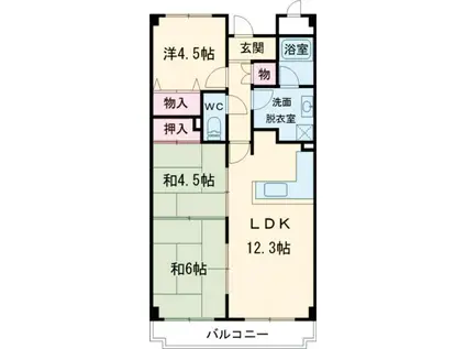 ヒュースー丘弐番館(3LDK/3階)の間取り写真