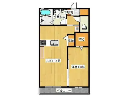 KAI川内駅(1LDK/2階)の間取り写真