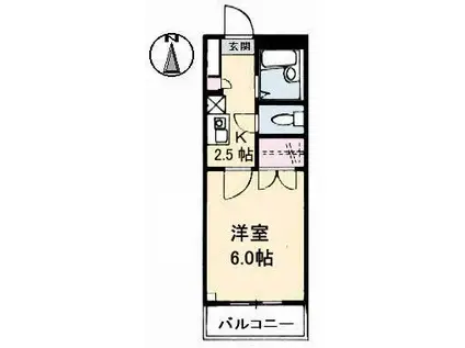 ハッピーハイツ今(1K/1階)の間取り写真