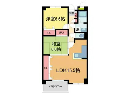 セレッソカージェ芦屋(2LDK/1階)の間取り写真