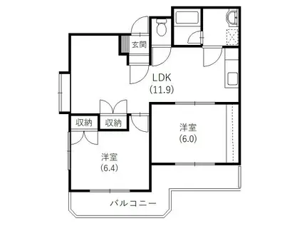 メゾンアルカディア(2LDK/1階)の間取り写真