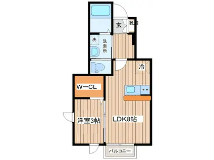 マノアーレ名取駅西 A棟(1LDK/1階)の間取り写真